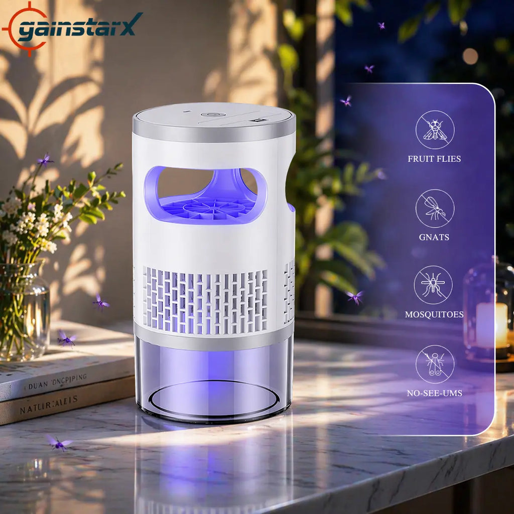 Gainstarx Indoor Flying Insect Trap with UV Light and Suction Fan, Plug-In Bug Catcher for Home, Kitchen, Bedroom and Office