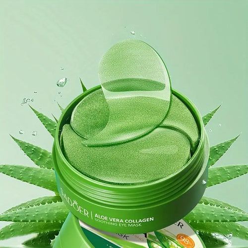 Aloe Vera & Collagen Crystal Eye Mask, 60Pcs/Box Moisturizing Eye Care Mask, Firming and Hydrating Eye Masks, Brightening Eye Masks, Eye Care Product for Women & Men, Eye Patches, Hydrogel Eye Patch
