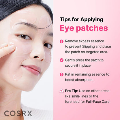 COSRX Pink Peptides Collagen Hydrogel Eye Patch for Puffy Eyes, Cooling & Firming Under Eye Patches with 4-Peptide & Caffeine (60), Depuffing Gel Eye Mask, Korean Skin Care